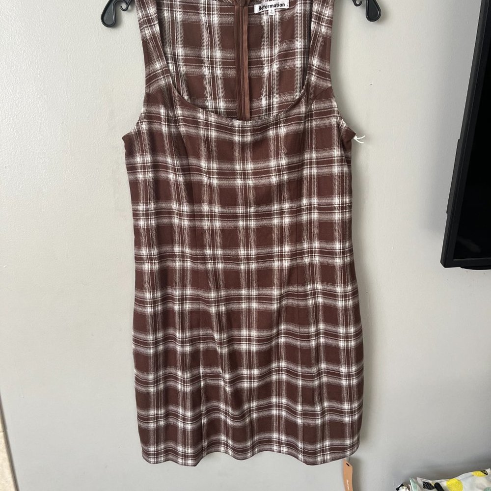 Reformation Brown Plaid Dress - Picture 5 of 8